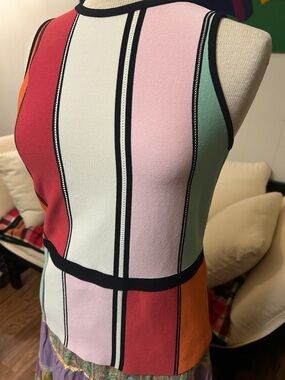 Bar III Colorblock Bold and Pastel Striped Knit Top